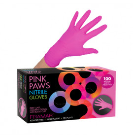 Framar Pink Paws Nitrile Gloves - Medium