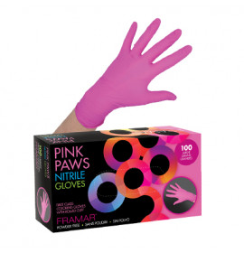 Framar Pink Paws Nitrile Gloves - Large