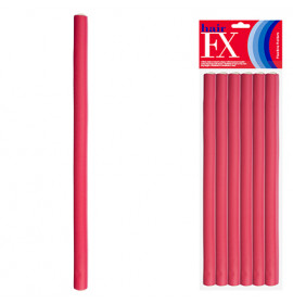 Hair FX Flexible Rod Long Red 12pc
