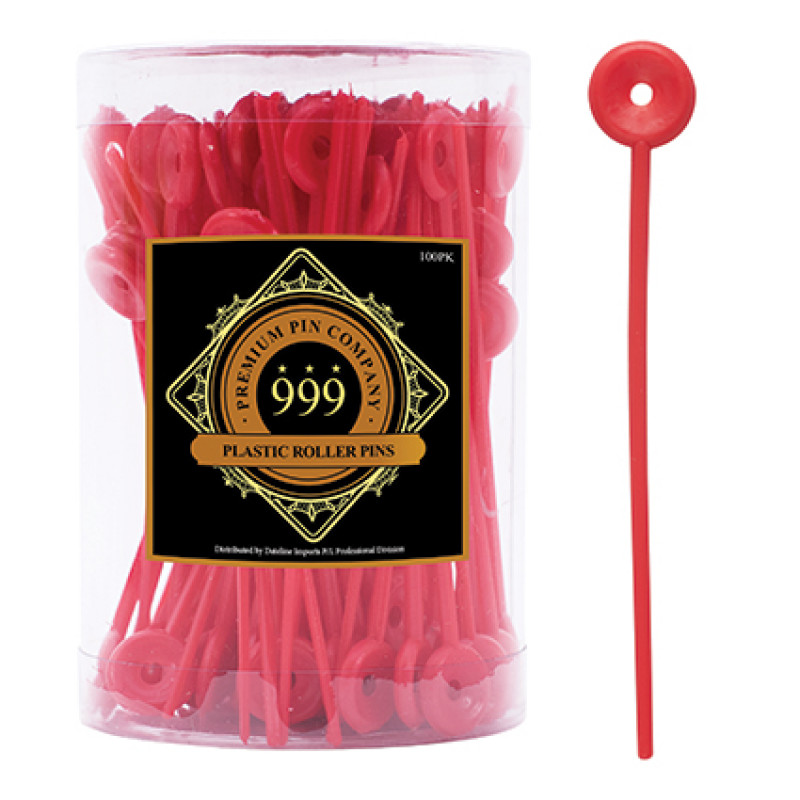 Premium Pin Company 999 Long Plastic Roller Pins Red 702, 100pc