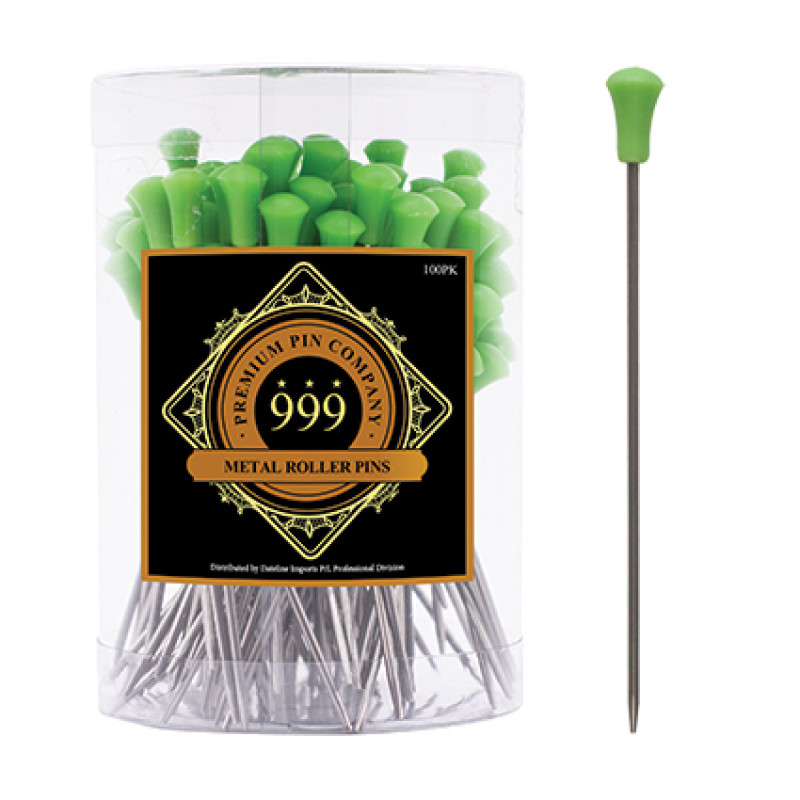 Premium Pin Company 999 Medium Metal Roller Pins Green 601, 100pc
