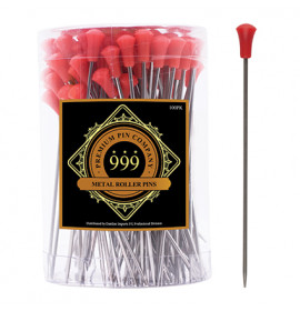 Premium Pin Company 999 Long Metal Roller Pins Red - 602, 100pc