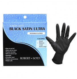 Robert De Soto Black Satin Ultra Gloves - Medium, 4pk