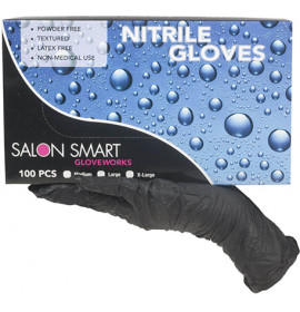 Salon Smart Gloveworks Black Nitrile Gloves, Small 100pk