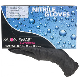 Salon Smart Gloveworks Black Nitrile Gloves, Medium 100pk