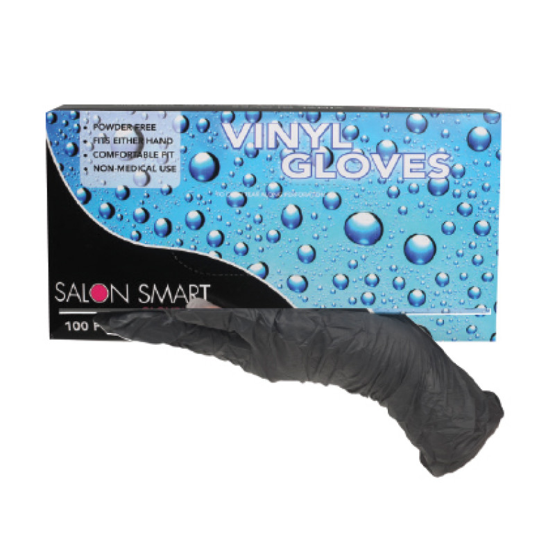 Salon Smart Gloveworks Black Vinyl Gloves, Medium 100pc