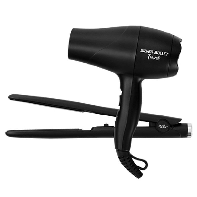 Silver Bullet Luxe Hair Dryer & Straightener Travel Set Matte Black